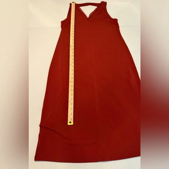 Banana Republic Terracotta Orange Sleeveless V-Neck Midi dress Size M - Picture 3 of 12